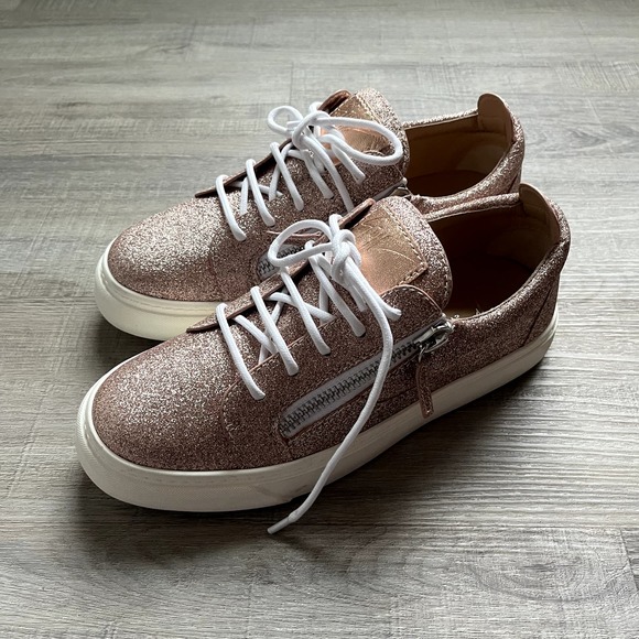 Giuseppe Zanotti Women's Pink Glitter Gail Side Zip Lace Up